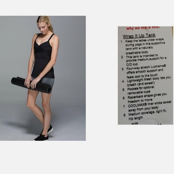 LULULEMON WRAP IT UP TANK Sport Gym Top Women Black Size 6 - Picture 8 of 8